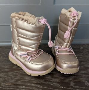 Lands End Girls Metallic Gold & Pink Snow Boots Size 8